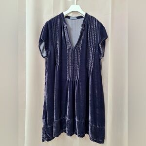 CP Shades Teal Velvet Pleated Tunic Dress